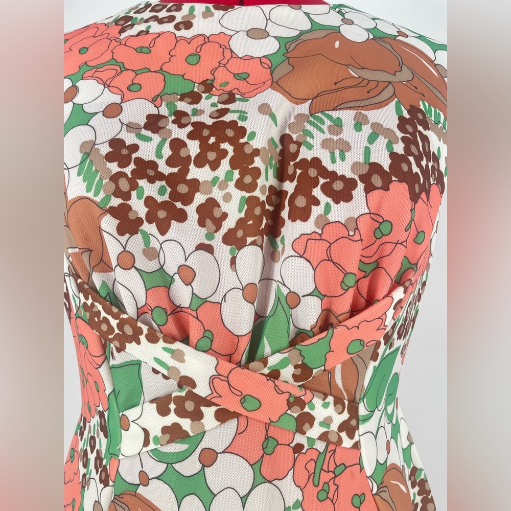 1960s Mod Floral Print Maxi Dress With Criss Cross Waist Detail - Picture 7 of 11